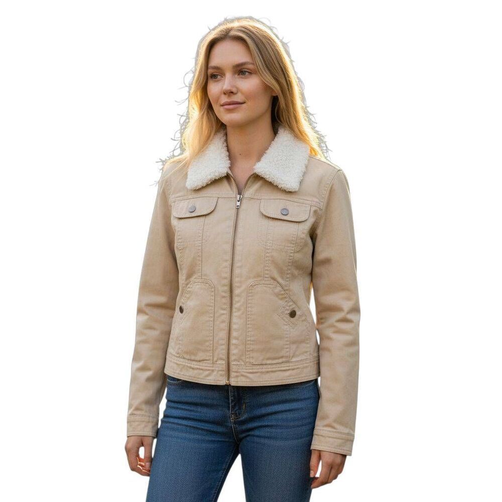 Anchor Blue Cream Faux Fur Denim Jacket Sz.L Guc.